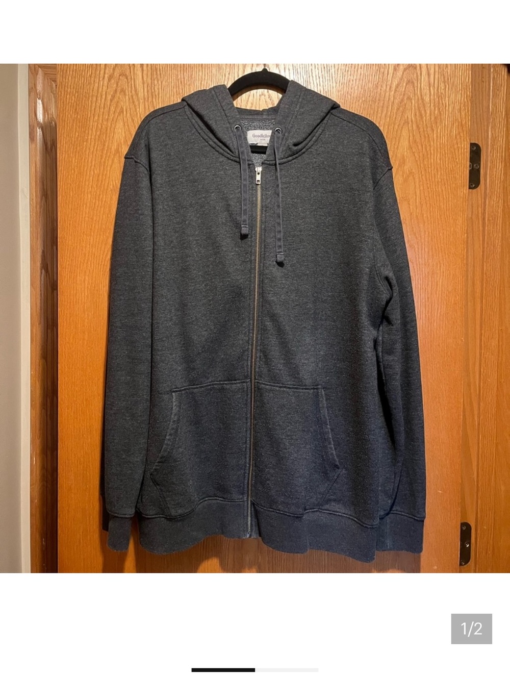 Goodfellow & Co Men's Dark Gray Zip-Up Hoodie Sweatshirt S
